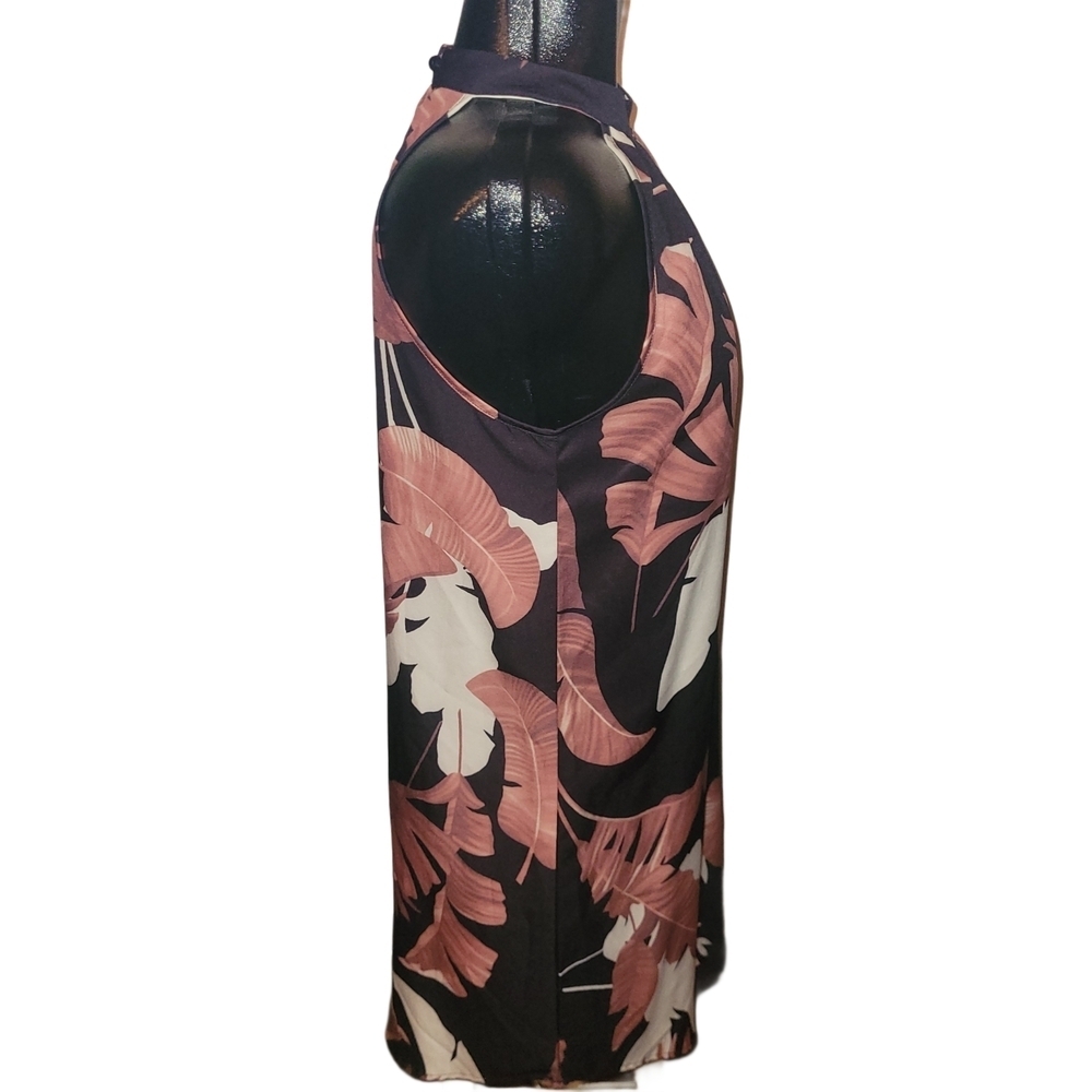 Shein Leaf Print Halter Dress in Brown and Cream Hues Sz.S - Picture 4 of 6